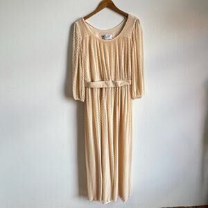 Vintage FINK MODELL Ivory Long Sleeve Belted Maxi Gown